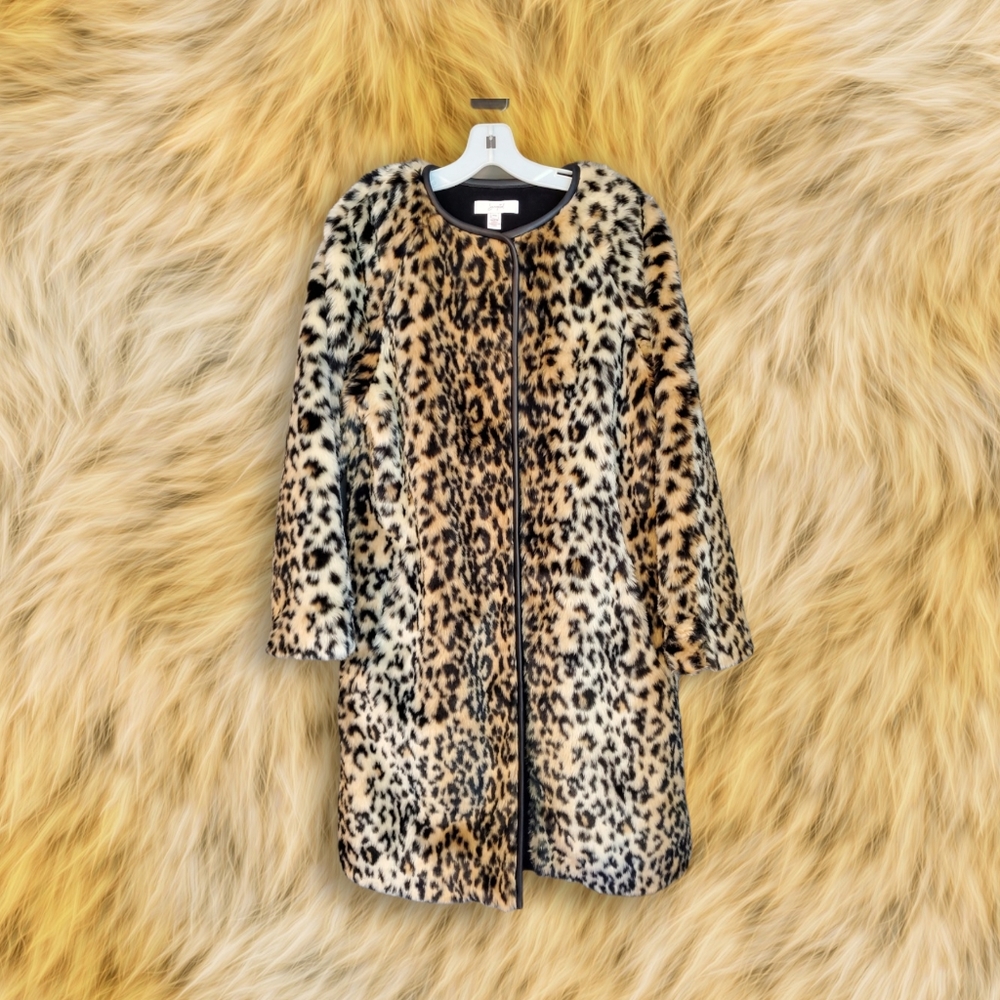 Scripted Leopard-Print Faux Fur Coat